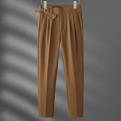 Buycenter Men's High Waist Retro Trousers - Casual Pants in Camel & Black - Buy Center