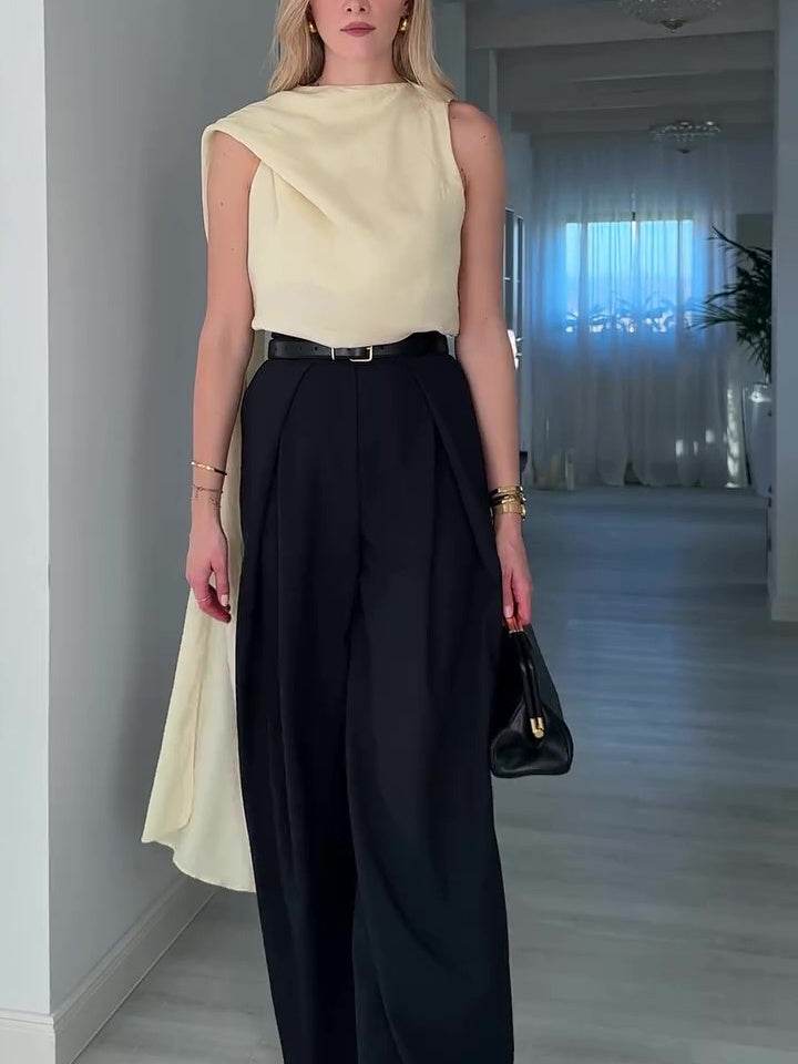 Buycenter Elegant Sleeveless Tank Top - Solid Color, Cotton-Linen Blend - Buy Center