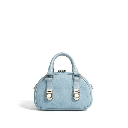 Urban Chic Denim Bun-Shaped Bag - First Layer Cowhide Style - Buy Center