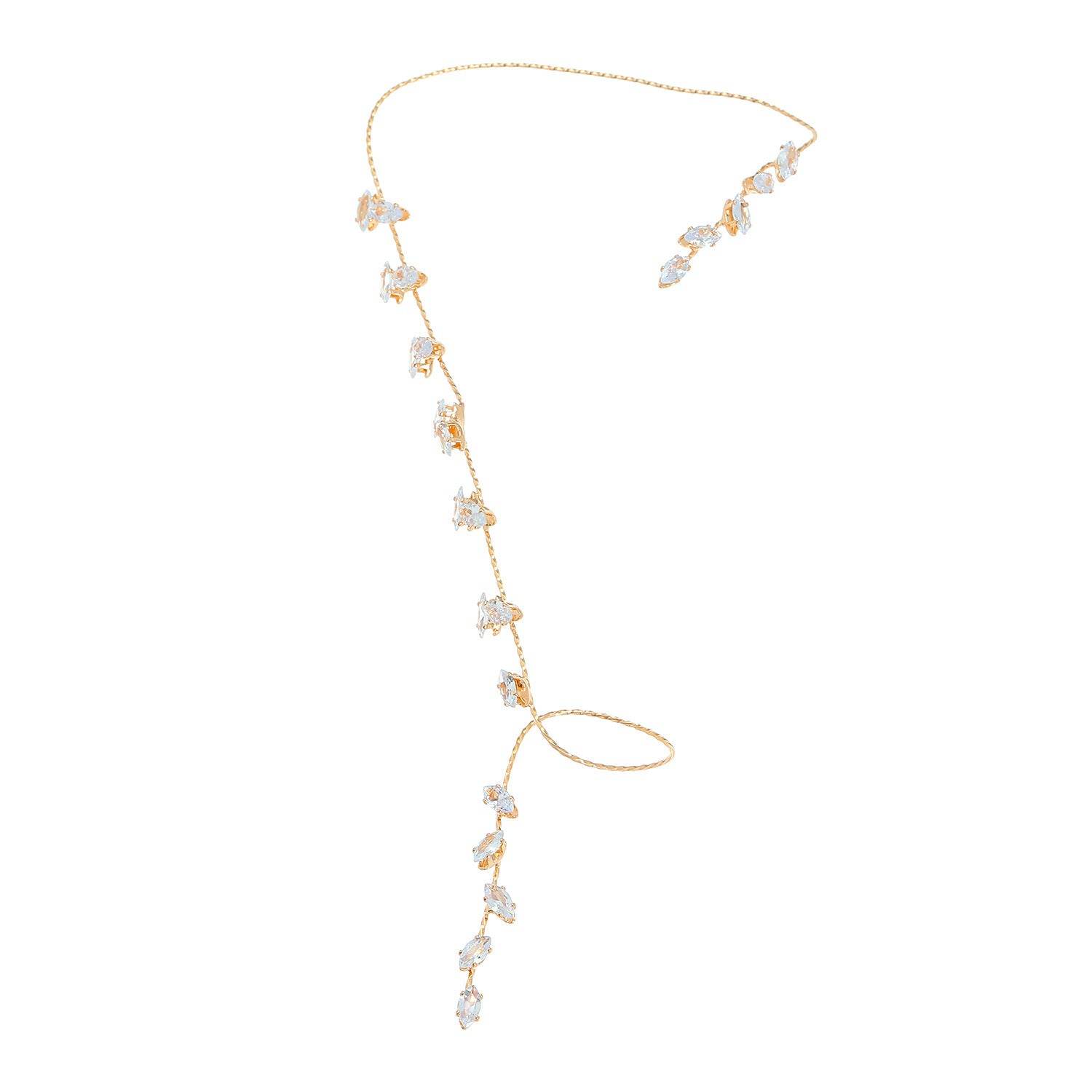 Buycenter Simple Zircon Leaves Finger Chain - Elegant Body Jewelry for Women - Buy Center