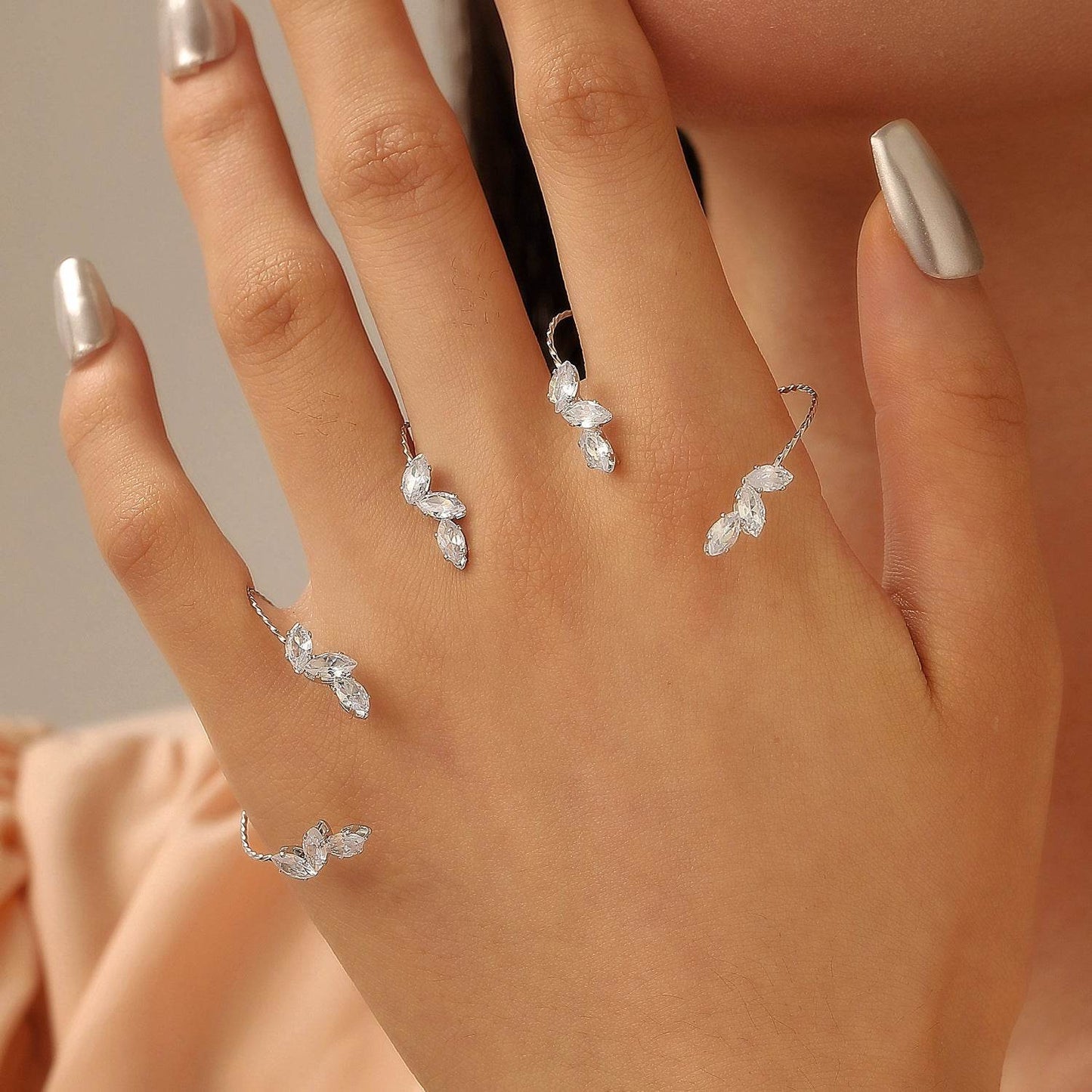 Buycenter Simple Zircon Leaves Finger Chain - Elegant Body Jewelry for Women - Buy Center