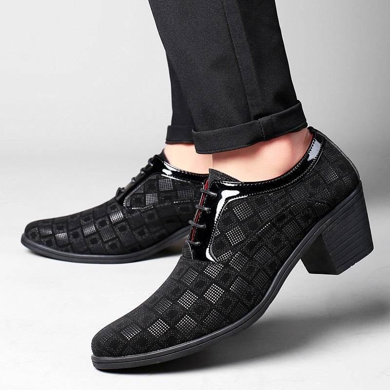 Buycenter Men's Thick Heel Pointy Toe Leather Shoes - Stylish & Comfortable - Buy Center
