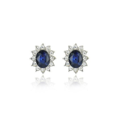 Buy Center Sapphire Necklace & Sunflower Zircon Earrings Jewelry Set - Buy Center