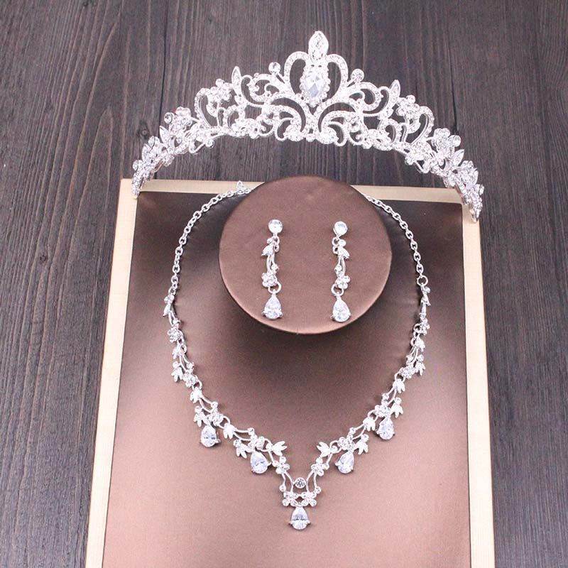 Elegant Bridal Rhinestone Crown Necklace Set - Perfect Wedding Jewelry 2025 - Buy Center