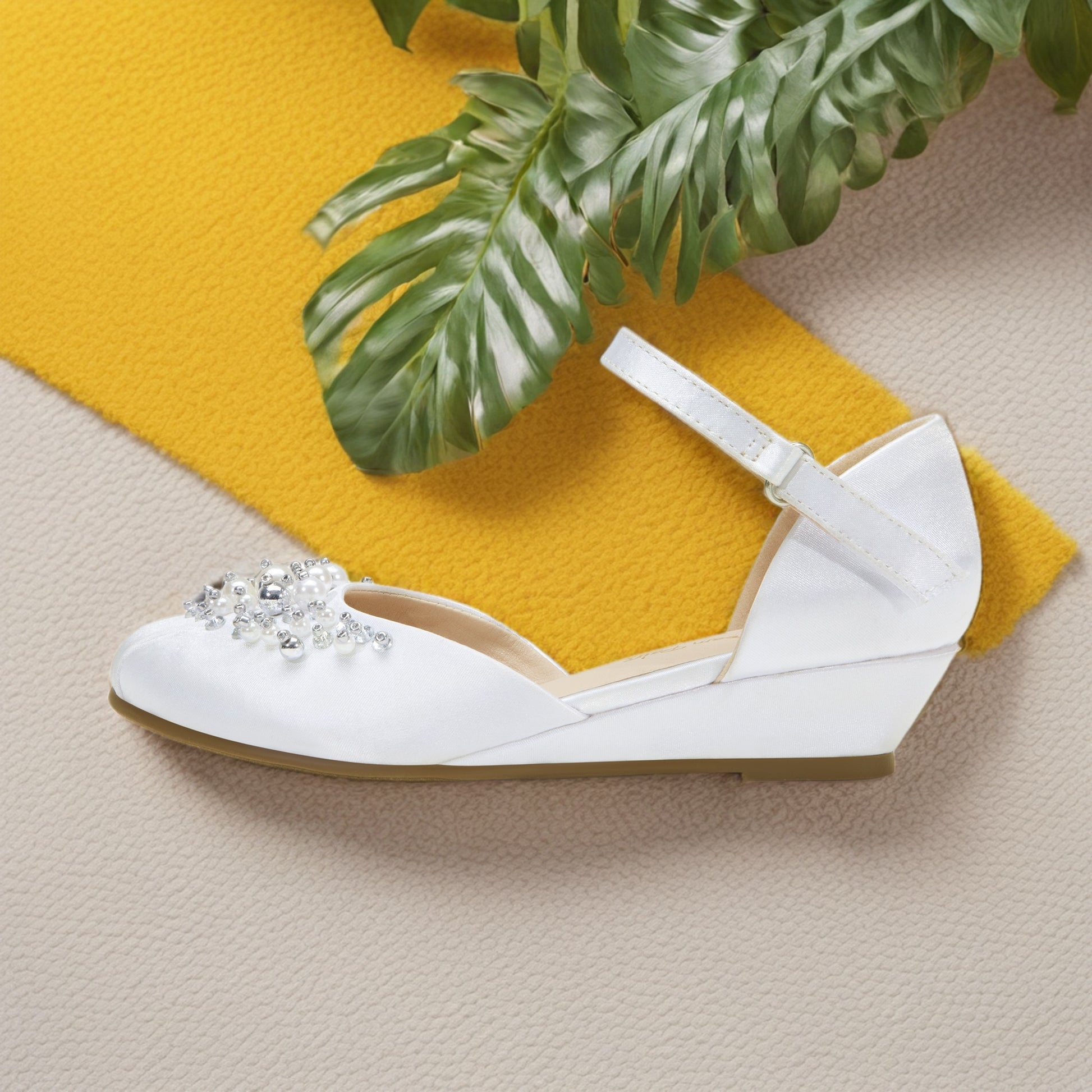 DREAM PAIRS s Elegant Princess Shoes with  Rhinestones Comfortable Low Wedge Pumps for Dress  Occasions White PVC Upper with TPR Sole Round Toe Design Strap for Easy Wear s Shoes shoes for women