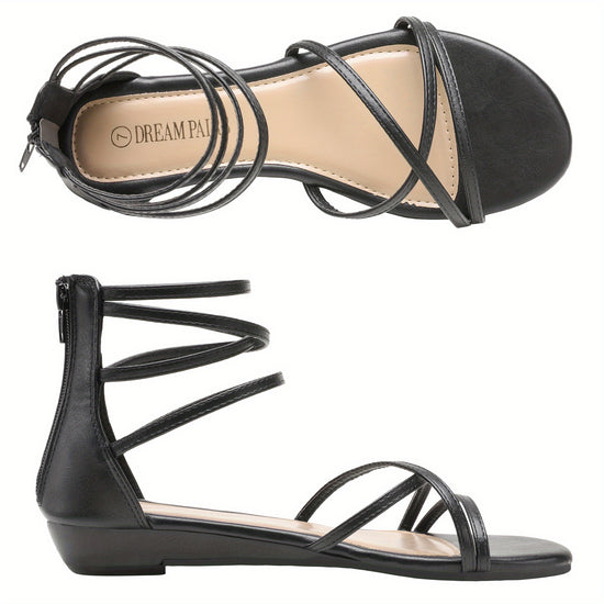 DREAM PAIRS WomenS Ankle Strap Flat Sandals Summer Dressy Strappy Gladiator Rhinestones Sandals